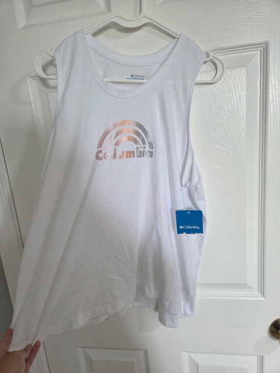Columbia Tops - Columbia White Tank Top with Iridescent Logo